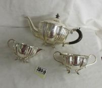 A 3 piece silver plate tea service.