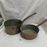 2 19th century copper sauce pans.
