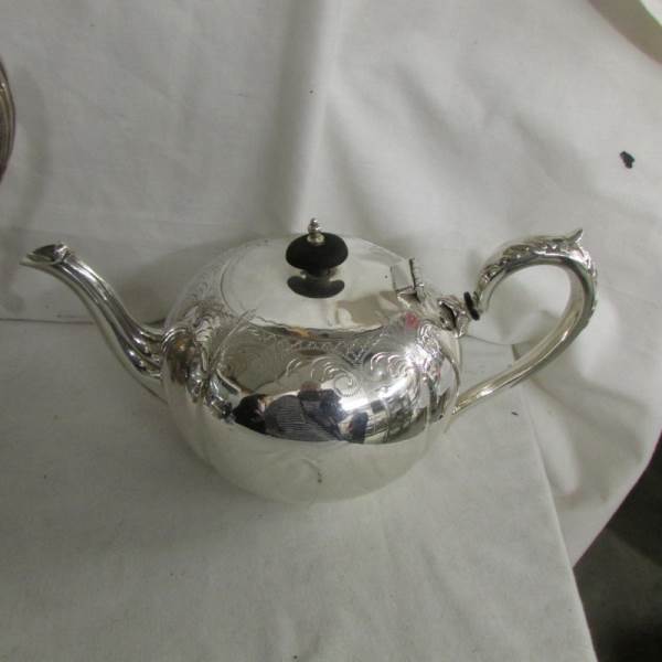 3 silver plate tea pots including examples by Barron & Son and Philip Ashberry of Sheffield. - Image 3 of 4