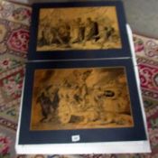 Thomas Mason circa 1820 two pencil on card with varnish drawings - 'The Parting of Achilles and