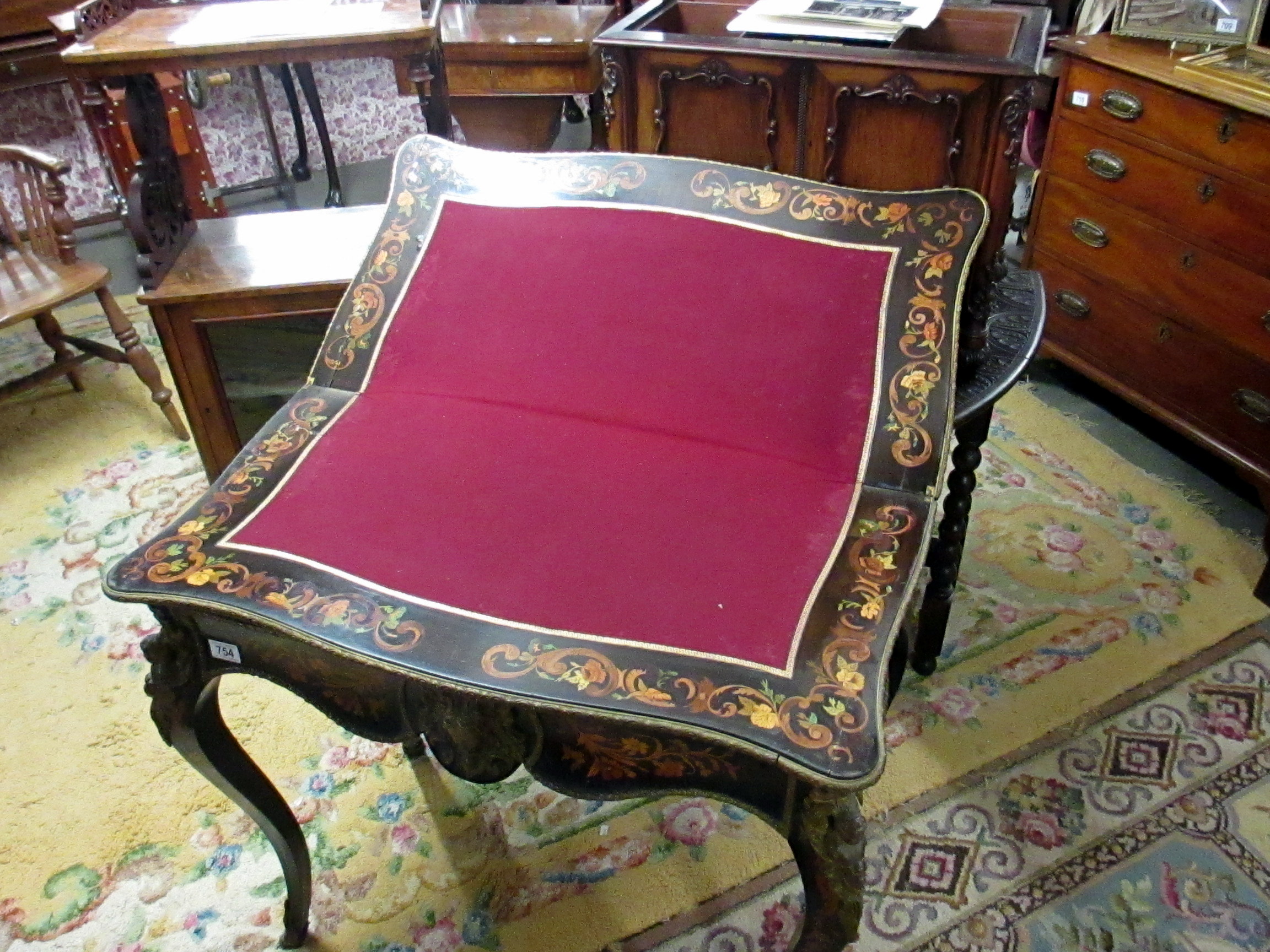 A Victorian marquetry inlaid card table. - Image 14 of 18