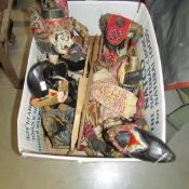 5 old Asian stick puppets, a/f.