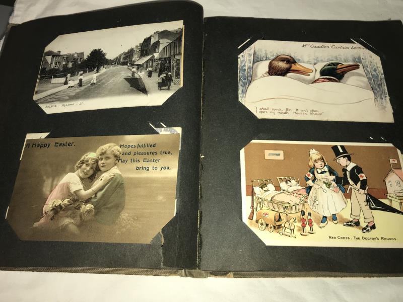 A post card album of in excess of 100 vintage postcards including birthday, Christmas, Dorchester, - Image 22 of 26