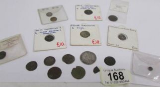 A 1694 silver penny, 2 Constantine 1 coins, A Gallienus coin,