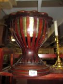 A Victorian mahogany slatted planter with metal liner.