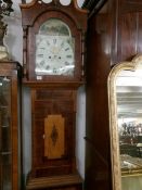 A mahogany cased 8 day Grandfather clock with painted dial.