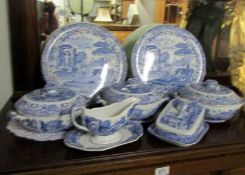 3 Spode Italian tureens, 2 cake plates, a cheese dish and a gravy boat.