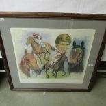 A limited edition horse racing print, 93/550 entitled 'The Golden Boy',