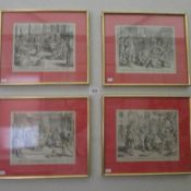 A set of 4 circa 18/19th century early engravings of the story of The Unmerciful Servant in Matthew