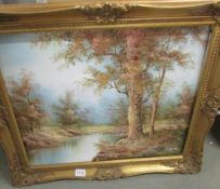Oil on canvas painting rural scene signed I Cafiero, gilt framed. (Matches lot 1111).
