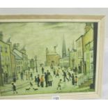 L. S. Lowry (1887-1976) print entitled 'Lancashire Villages', framed but not glazed.