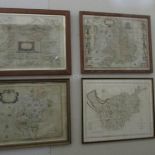 4 maps being Cumberland, British Isles, Cheshire and England, framed and glazed.