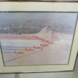 20th century signed print of the Red Arrows flying over the pyramids in Egypt,