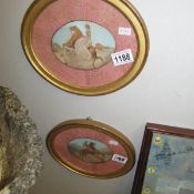 A pair of small oval equestrian watercolours in gilt oval frames, 25 x 21 cm,