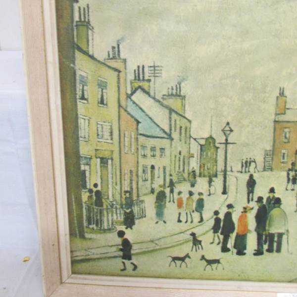 L. S. Lowry (1887-1976) print entitled 'Lancashire Villages', framed but not glazed. - Image 2 of 4