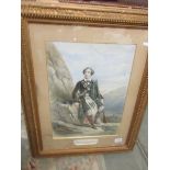 A portrait of a gentleman in a kilt entitled 'William Mallory Esq', framed and glazed.