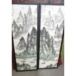 A pair of framed and glazed Chinese rural scenes.