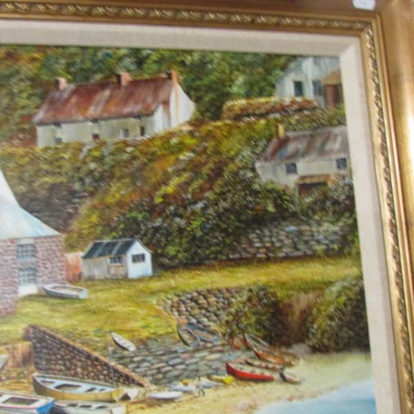 A gilt framed Cornish School oil on canvas by Keith A Ward. - Image 3 of 4