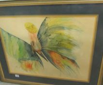 A fantasy watercolour painting signed Fiona Elwick, November 1986, framed and glazed.