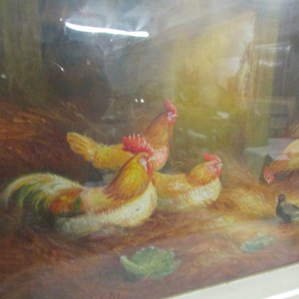 A gilt framed and glazed oil painting depicting chickens signed A Jackson. - Image 2 of 3