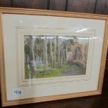 Watercolour of 'A Procession of Cypress Trees' in Italianate landscape, indistinctly signed,