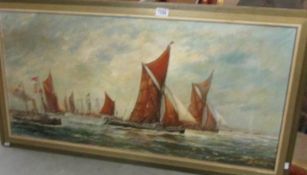 Andrew Kennedy oil on canvas painting of a possible regatta scene in the Thames estuary featuring