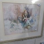 Gordon King (20th century) fine art print entitled 'The Lady of the Fans', framed and glazed.