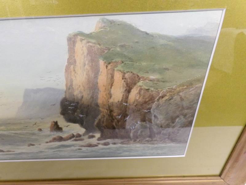 A watercolour seascape signed T Malhouson?, framed and glazed. - Image 3 of 4