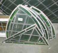 4 Reuvaulx and 1 triangle stained leaded glass panels (originally from a Welsh borders chapel,