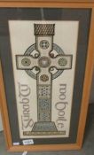 An Irish school 1970s hand tinted lithograph of a Celtic cross titled 'Be Thou My Vision', No.