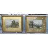 Two Victorian watercolour landscapes both bearing signature L. G.