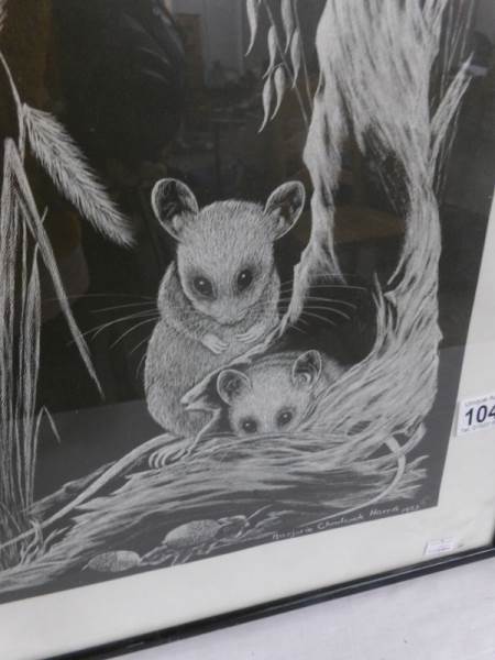 A framed and glazed print of field mice by Marjorie Chadwick Harris, 1973. Image 29 x 43 cm. - Image 2 of 3