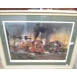 Terence Cuneo (1907-1996) limited edition print of European steam engines entitled 'Stabling for