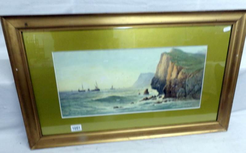 A watercolour seascape signed T Malhouson?, framed and glazed.