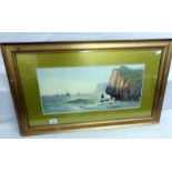 A watercolour seascape signed T Malhouson?, framed and glazed.