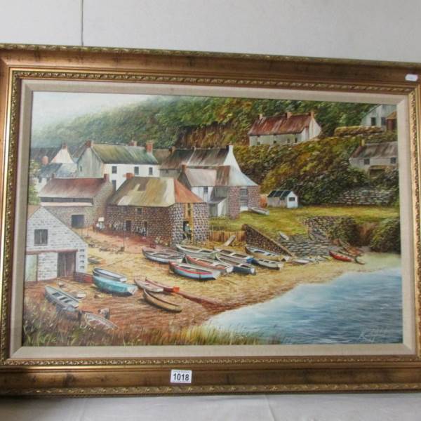 A gilt framed Cornish School oil on canvas by Keith A Ward.