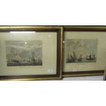 A pair of framed and glazed Dutch marine engravings - English and Dutch fleets and Dutch fishing
