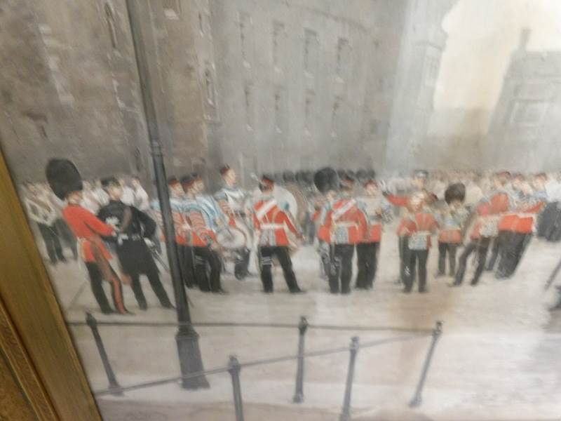 A print depicting a parade outside the Tower of London marked 'Facsimile D'apres, Edouard Detaille, - Image 2 of 4