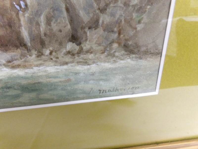 A watercolour seascape signed T Malhouson?, framed and glazed. - Image 4 of 4