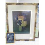 An abstract painting signed Schapowlow? image 24 x 31 cm and a small abstract in the style of Marc