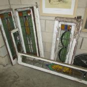 5 framed stained leaded glass windows (recovered from a house in Mill Hill,