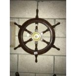 A small ship's wheel.