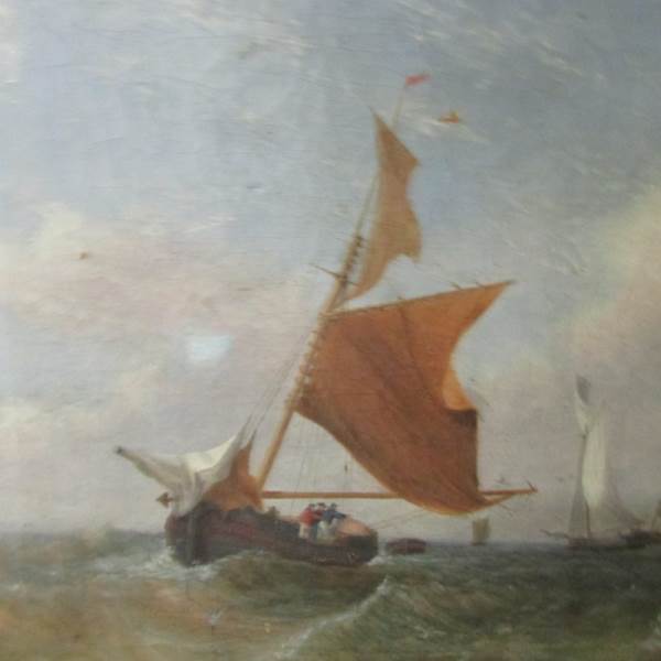 An oil on canvas nautical scene. ****Condition report**** Size is 42. - Image 2 of 3