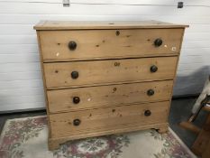 A 19th century 3 drawer pine chest with lift top