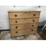 A 19th century 3 drawer pine chest with lift top