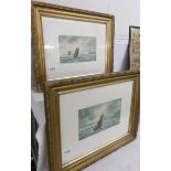Watercolour maritime scenes signed T Montimer or Montimen (19/20th century), framed and glazed.