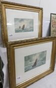 Watercolour maritime scenes signed T Montimer or Montimen (19/20th century), framed and glazed.