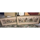 A pair of framed and glazed Indian scenes on silk.