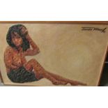 James Waud picture of a semi-nude female made from painted shells/pebbles, signed and dated 1975.