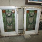 2 framed stained leaded glass windows (recovered from a house in Mill Hill,